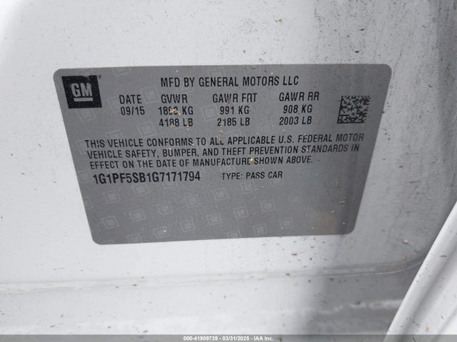 1G1PF5SB1G7171794 Chevrolet Cruze Limited 2lt Auto