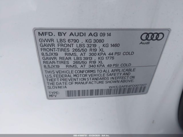 WA1LGAFE4FD007207 Audi Q7 3.0t Premium