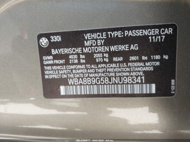 WBA8B9G58JNU98341 BMW 330I