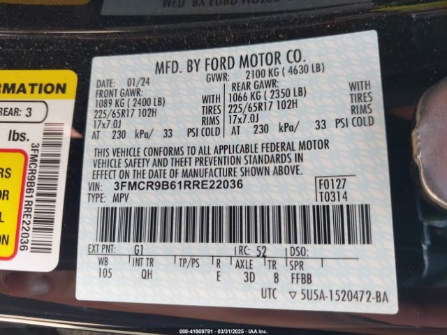 3FMCR9B61RRE22036 Ford Bronco Sport Big Bend