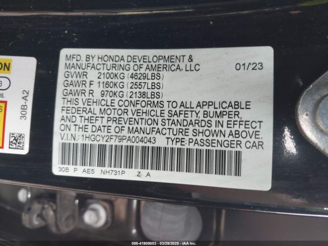 1HGCY2F79PA004043 Honda Accord Hybrid Sport-l
