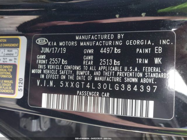 5XXGT4L30LG384397 KIA Optima Lx