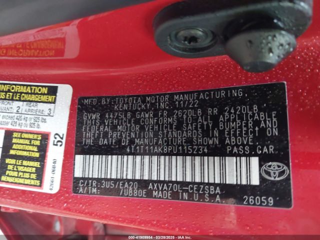 4T1T11AK8PU115234 Toyota CAMRY SE