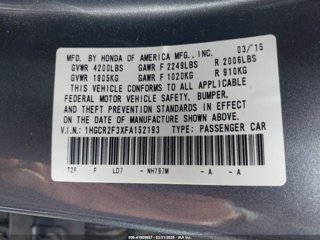 1HGCR2F3XFA152193 Honda ACCORD LX