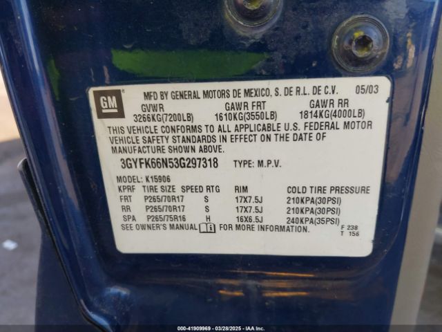 2003 CADILLAC ESCALADE ESV 3GYFK66N53G297318 Photo 8