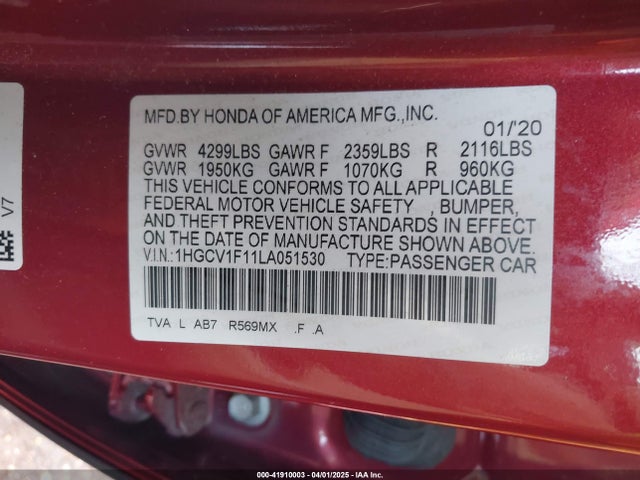 1HGCV1F11LA051530 Honda ACCORD LX
