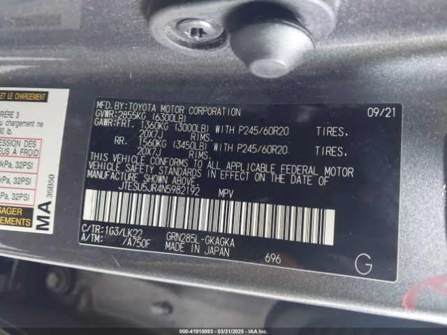 JTESU5JR4N5982192 Toyota 4runner Trd Sport