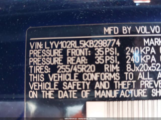 LYV102RL5KB298774 Volvo Xc60 T5 Inscription