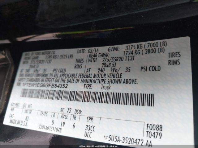 1FTEW1EG6GFB84352 Ford F-150 King Ranch