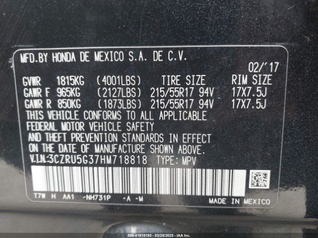 3CZRU5G37HM718818 Honda HR-V LX