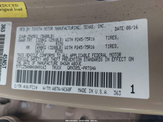 5TFCZ5AN0HX049163 Toyota Tacoma Sr5 V6