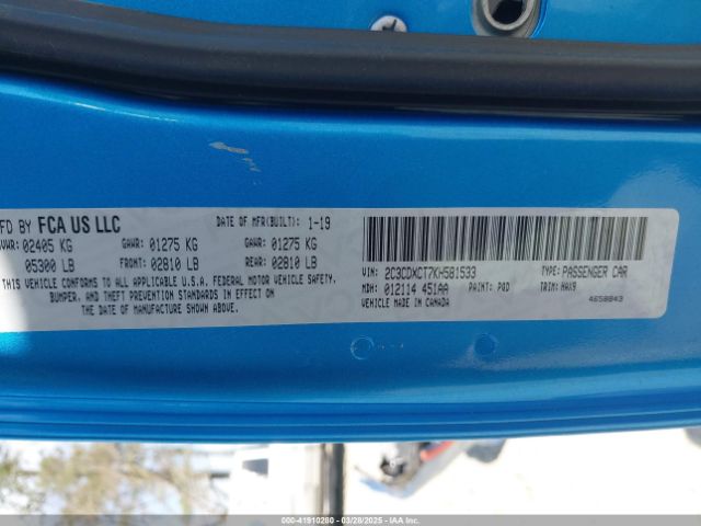 2019 DODGE CHARGER 2C3CDXCT7KH581533 Photo 8
