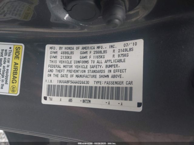 2010 ACURA TL 19UUA8F54AA024430 Photo 8
