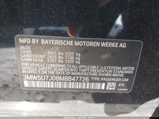 BMW 3 Series M340i 2021 3MW5U7J08M8B47726 Image 9