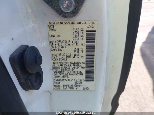 1N6BD0CT7HN732186 Nissan FRONTIER S