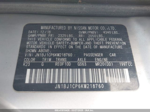 JN1BJ1CP6KW218760 Nissan Rogue Sport S