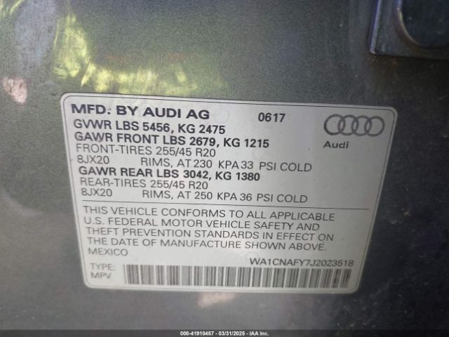 WA1CNAFY7J2023518 Audi Q5 2.0t Premium/2.0t Tech Premium