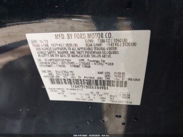 1FAHP2F80EG104984 Ford Taurus Limited