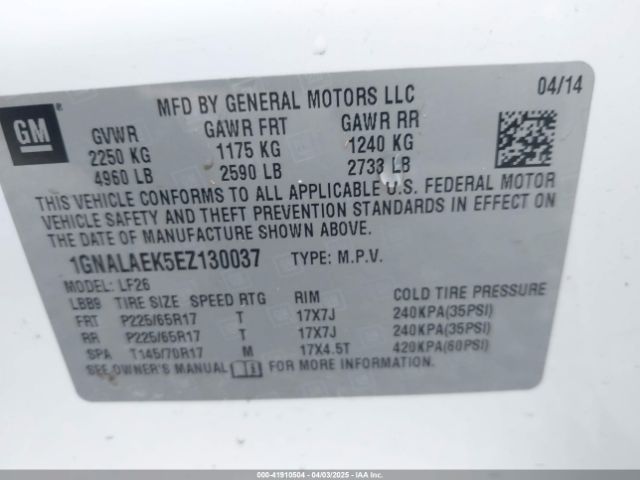 1GNALAEK5EZ130037 Chevrolet EQUINOX LS