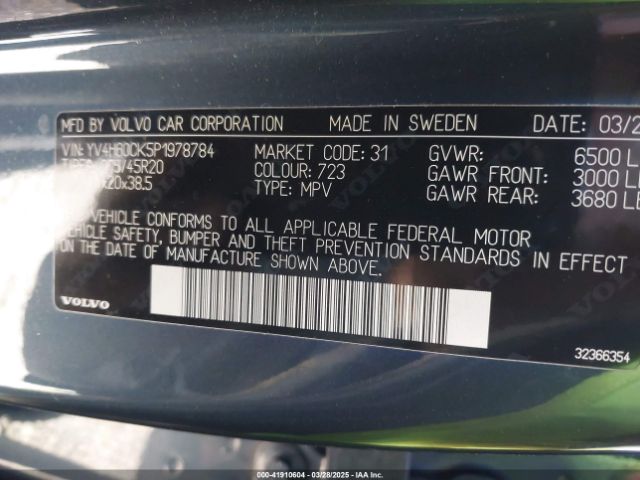 YV4H60CK5P1978784 Volvo Xc90 Recharge Plug-in Hybrid T8 Core Bright Theme