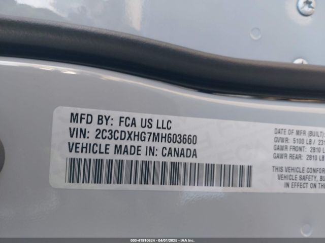 2C3CDXHG7MH603660 Dodge Charger Gt Rwd