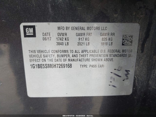 1G1BE5SM6H7269168 Chevrolet Cruze Lt Auto