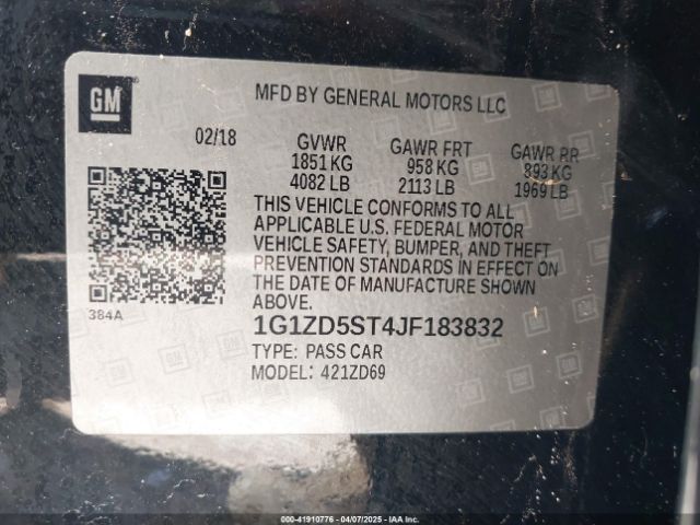 1G1ZD5ST4JF183832 Chevrolet MALIBU LT