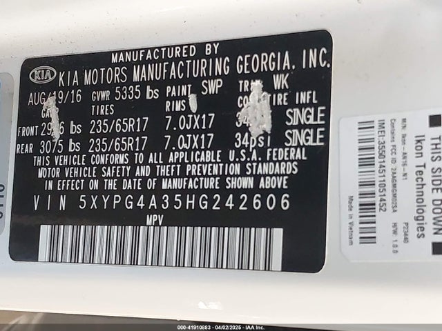 5XYPG4A35HG242606 KIA 2017