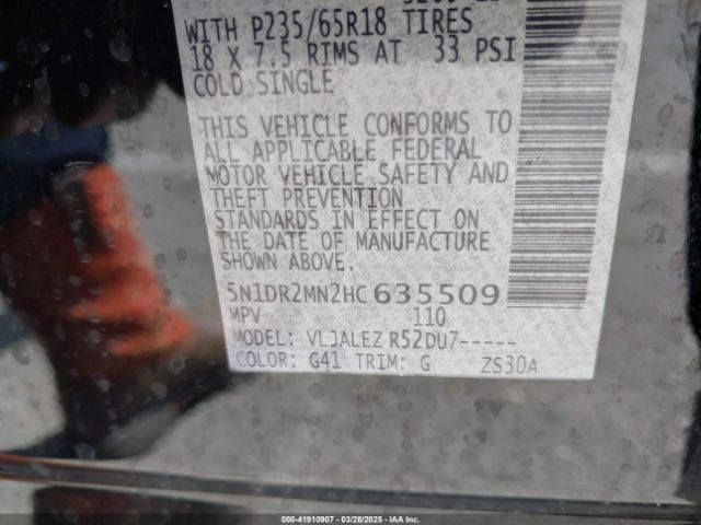 5N1DR2MN2HC635509 Nissan Pathfinder Sv