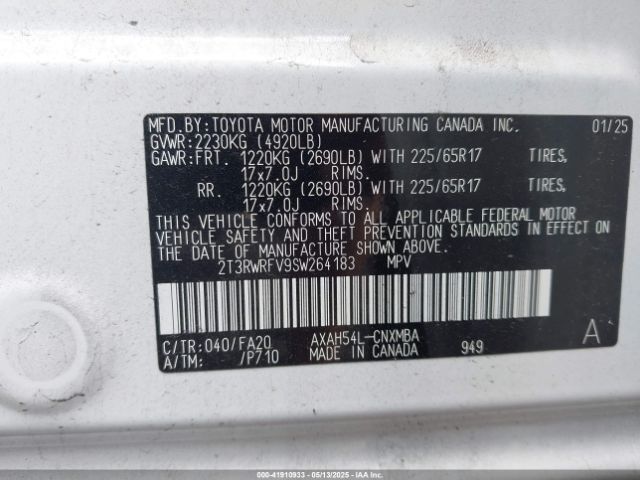 2T3RWRFV9SW264183 Toyota Rav4 Hybrid Xle