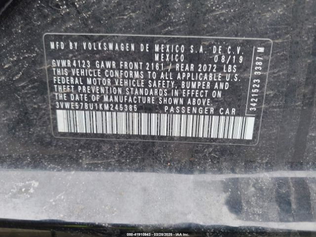 3VWE57BU1KM245385 Volkswagen Jetta 1.4t Sel