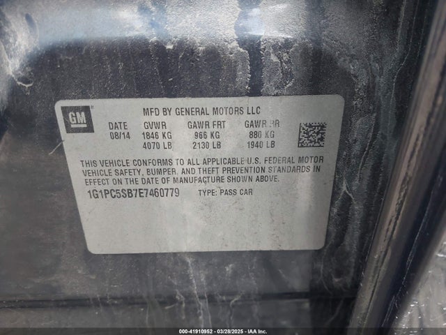 1G1PC5SB7E7460779 Chevrolet Cruze 1lt Auto