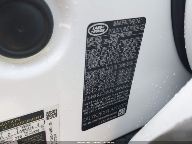 SALYK2EX4LA272072 Land Rover Range Rover Velar P250 R-dynamic S