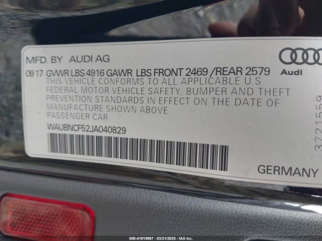 WAUBNCF52JA040829 Audi A5 2.0t Premium