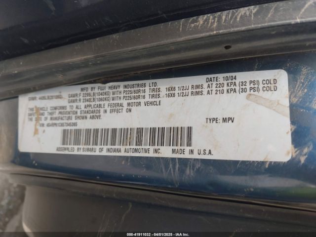 2005 SUBARU OUTBACK 4S4BP61C657345365 Photo 8
