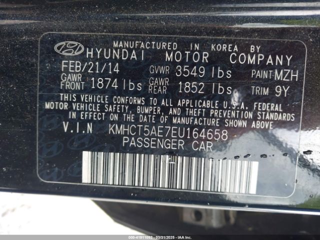 KMHCT5AE7EU164658 Hyundai ACCENT GS