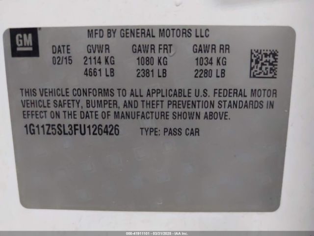 1G11Z5SL3FU126426 Chevrolet IMPALA LS