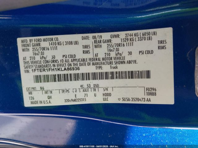 1FTER1FH1KLA86936 Ford RANGER XL