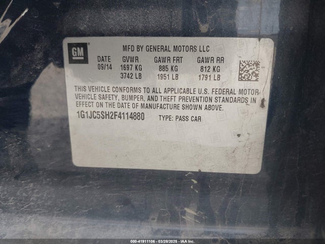 1G1JC5SH2F4114880 Chevrolet Sonic Lt Auto