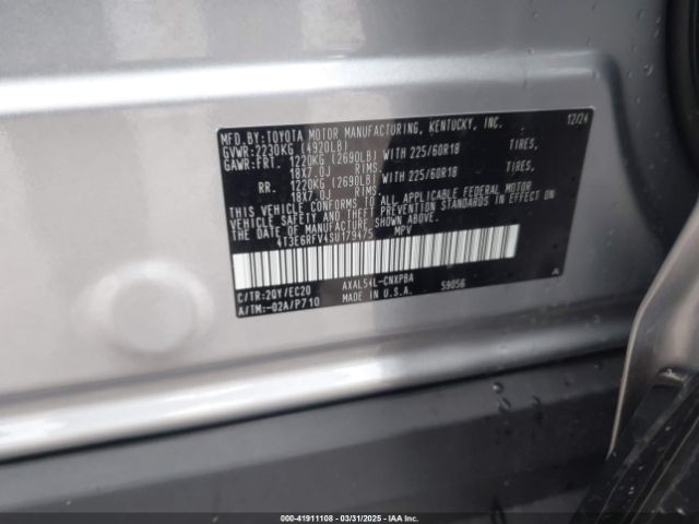 4T3E6RFV4SU179475 Toyota Rav4 Hybrid Xse
