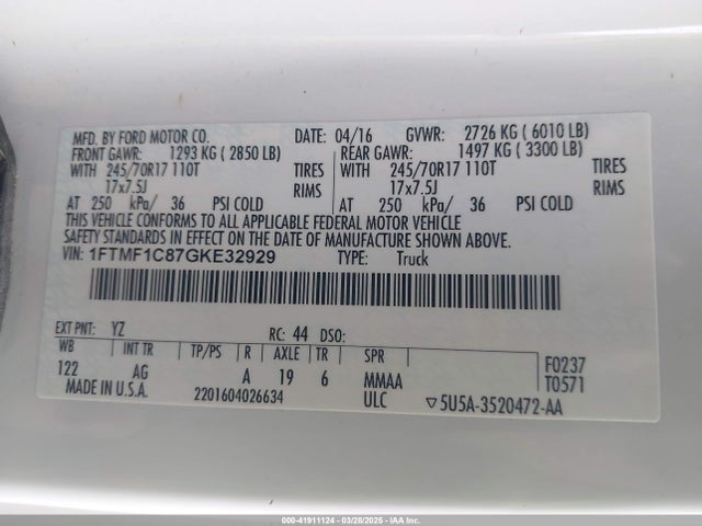 1FTMF1C87GKE32929 Ford F-150 Xl