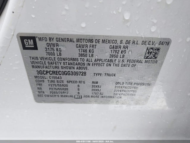 3GCPCREC0GG309728 Chevrolet Silverado 1500 1lt