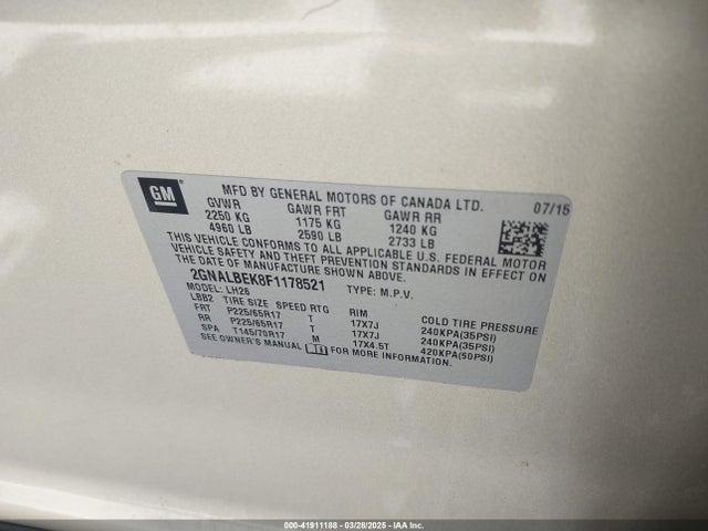 2GNALBEK8F1178521 Chevrolet EQUINOX 1LT