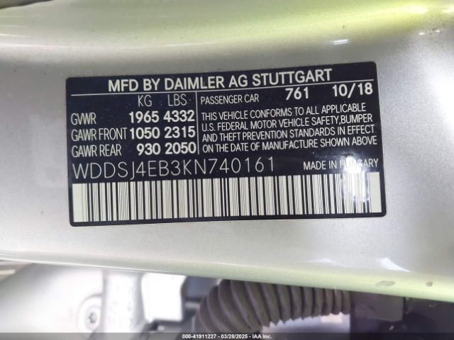 WDDSJ4EB3KN740161 Mercedes-Benz CLA 250