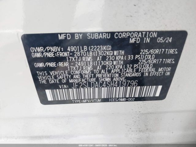 JF2SLDAC4SH419796 Subaru Forester