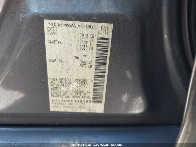 1N4AL3APXFN398098 Nissan Altima 2.5 S
