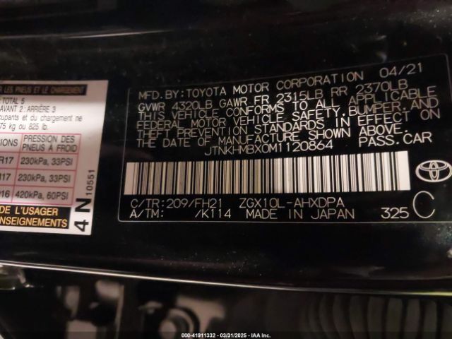 JTNKHMBX0M1120864 Toyota C-HR LE