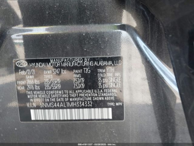 5NMS44AL1MH334332 Hyundai Santa Fe Limited