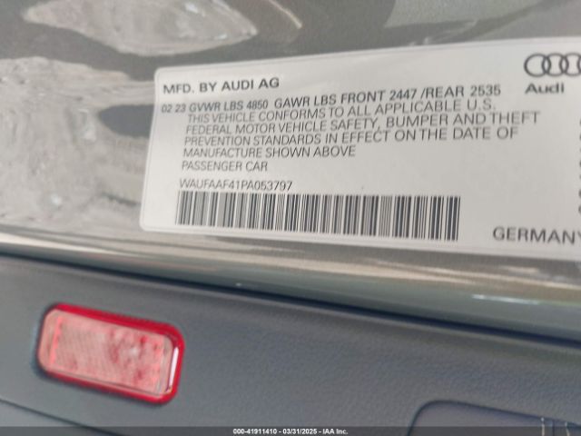 WAUFAAF41PA053797 Audi A4 Prestige 45 Tfsi S Line Quattro S Tronic