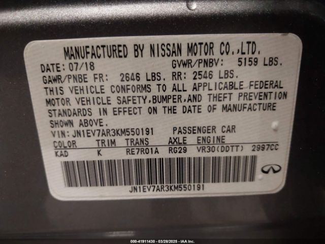 JN1EV7AR3KM550191 Infiniti Q50 3.0t Luxe